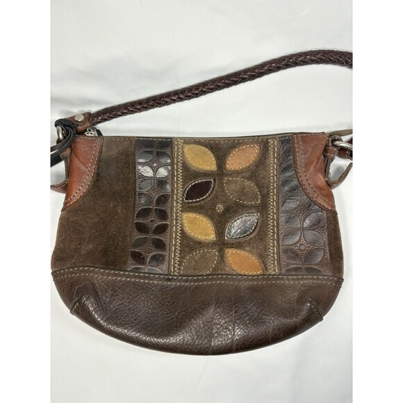 Fossil Women's Brown Suede Leather Solid Hobo Shoulder Handbags Purse One Size - Picture 1 of 9
